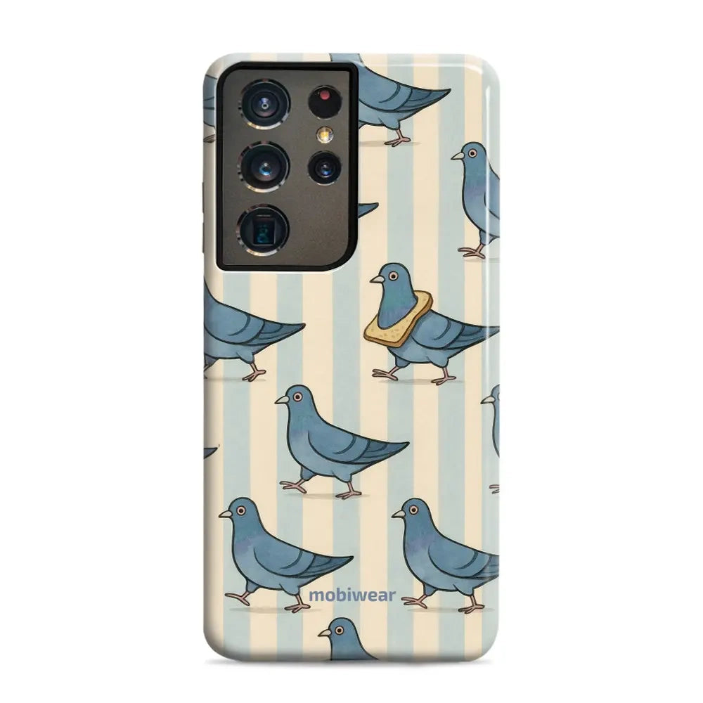 Handyhülle für Galaxy S21 Ultra, Mobiwear Elite Pro, Blaue Tauben