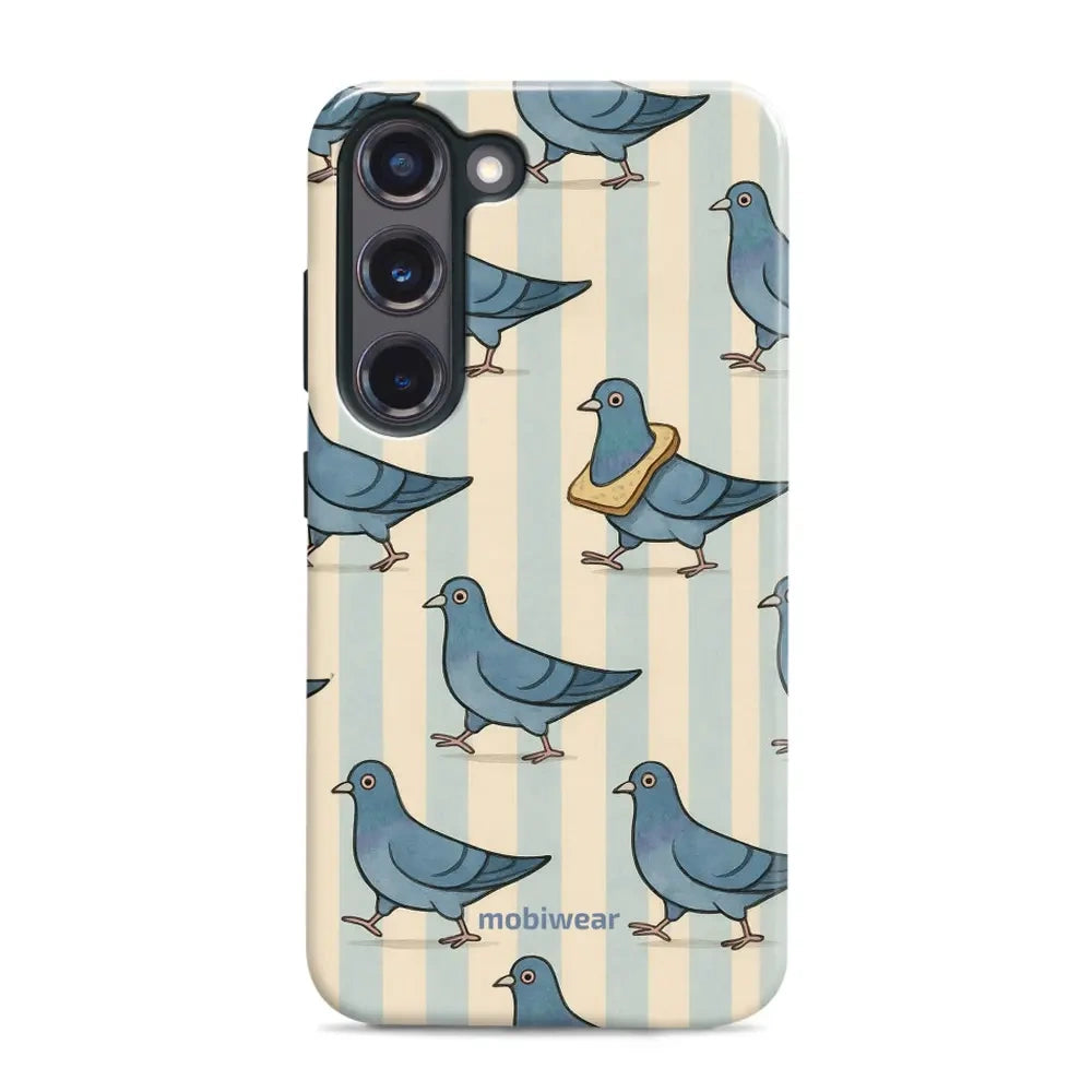 Handyhülle für Galaxy S23 Plus, Mobiwear Elite Pro, Blaue Tauben