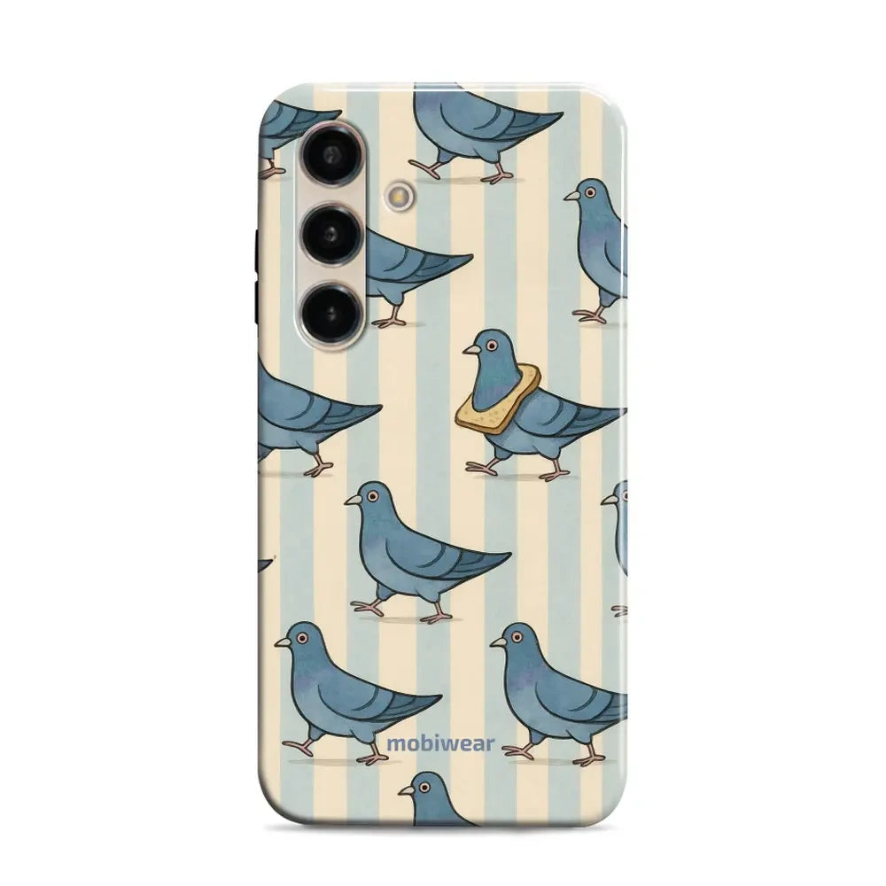 Handyhülle für Galaxy S24, Mobiwear Elite Pro, Blaue Tauben
