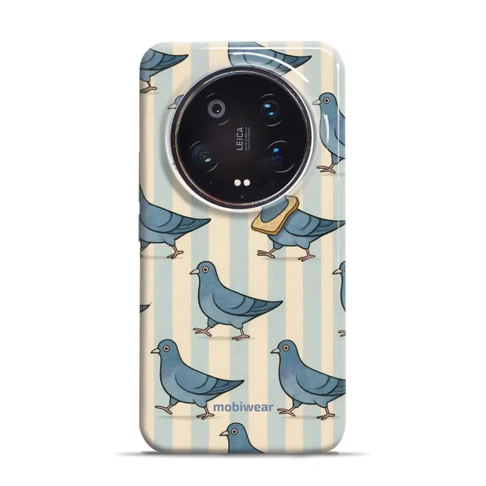 Handyhülle für Xiaomi 14 Ultra, Mobiwear Elite Pro, Blaue Tauben