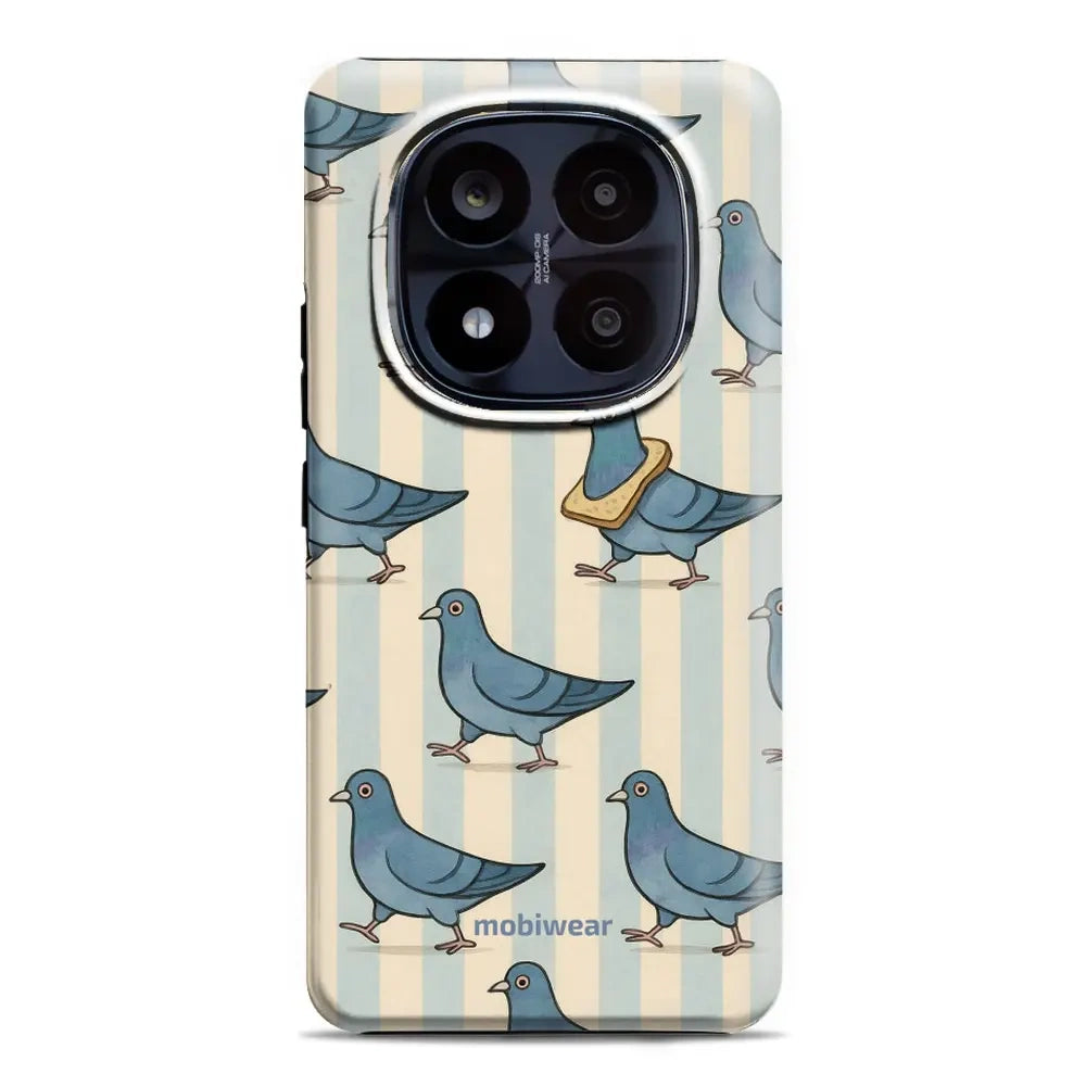 Handyhülle für Xiaomi Redmi Note 14 Pro Plus 5G, Mobiwear Elite Pro, Blaue Tauben