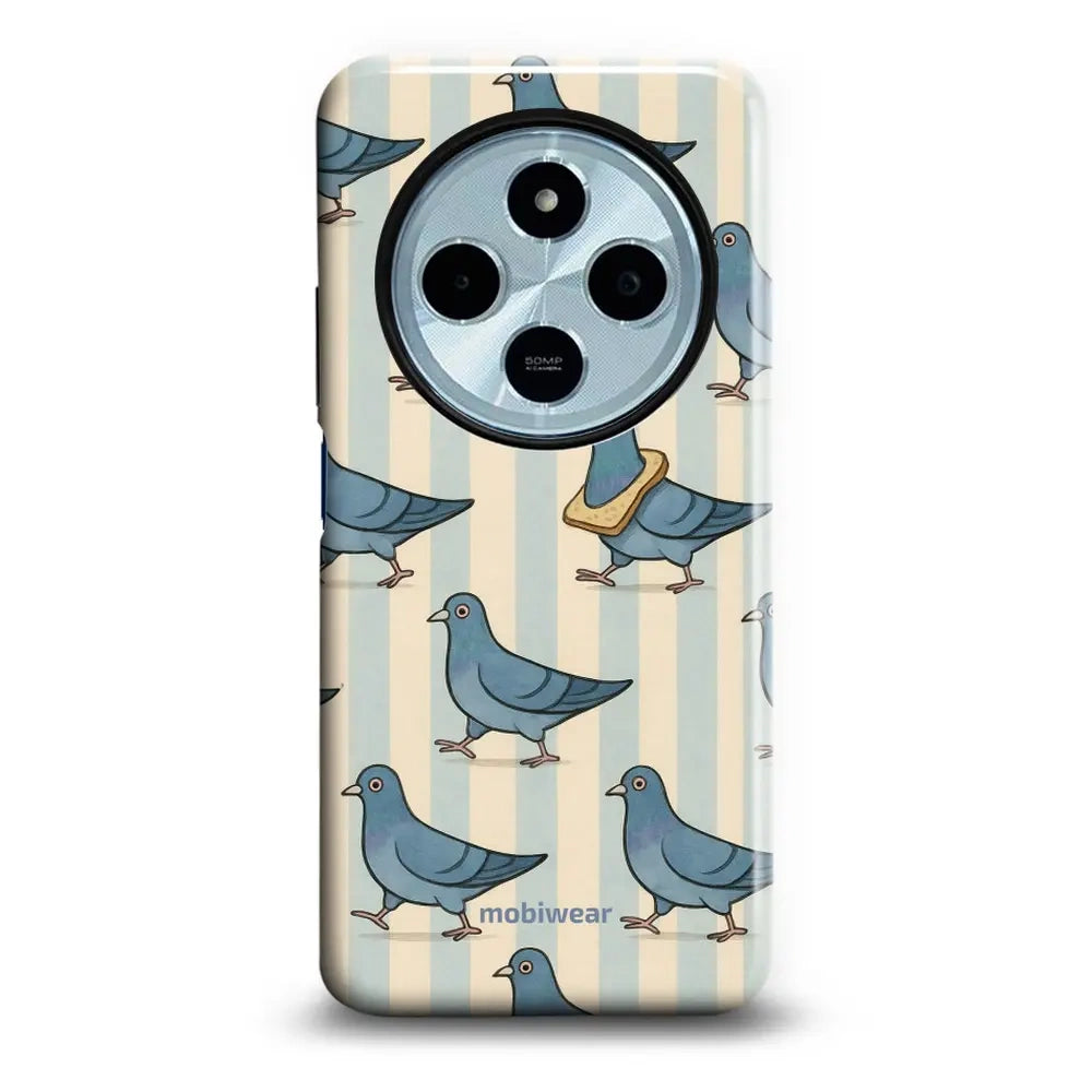 Handyhülle für Xiaomi Redmi 14C 4G, Mobiwear Elite Pro, Blaue Tauben
