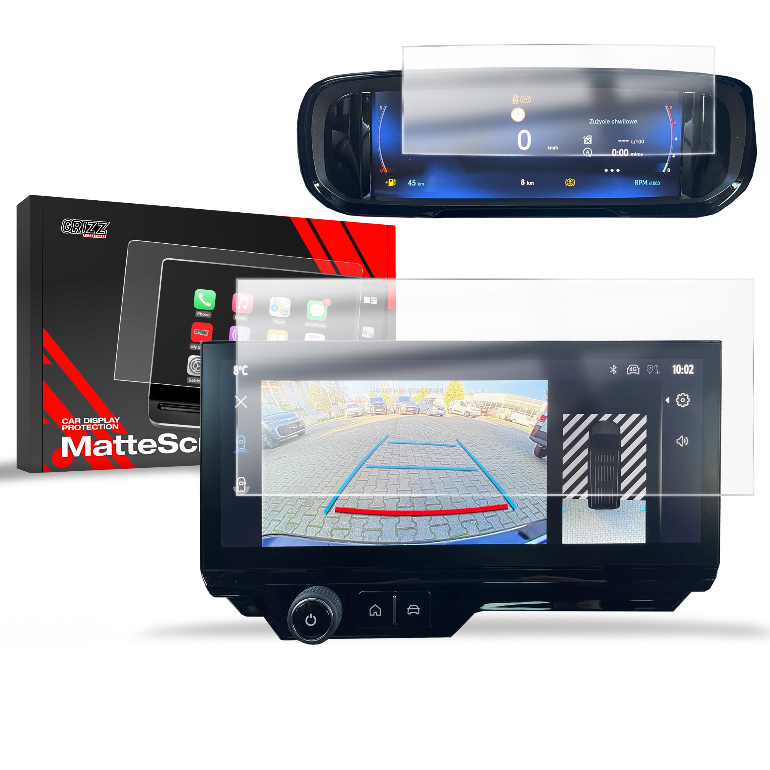 Matte Autodisplayfolie 2in1 für Peugeot Partner 3 10" (2023-2025), Grizz Protector
