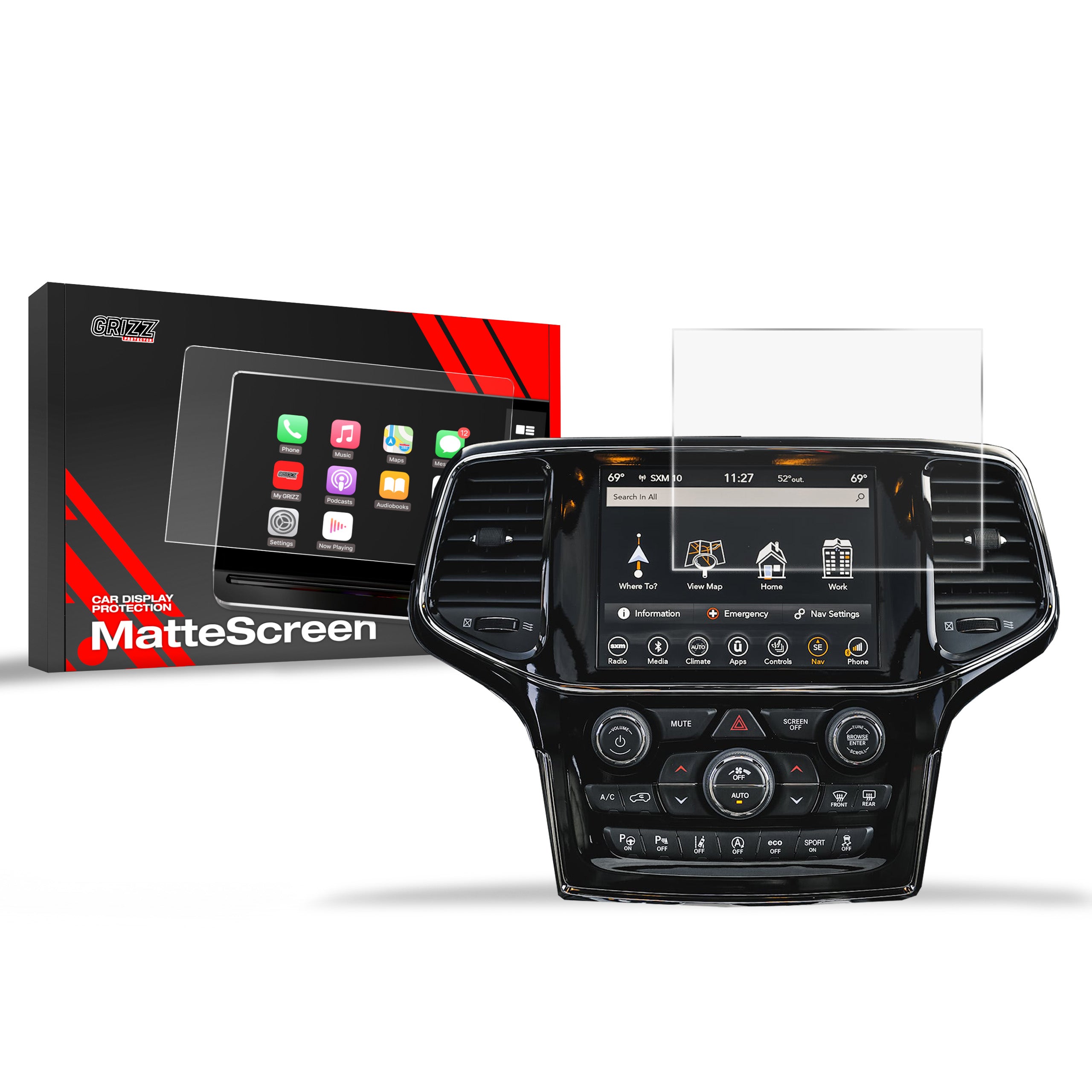 Matte Autodisplayfolie für Jeep Grand Cherokee (2013-2021), Grizz Protector