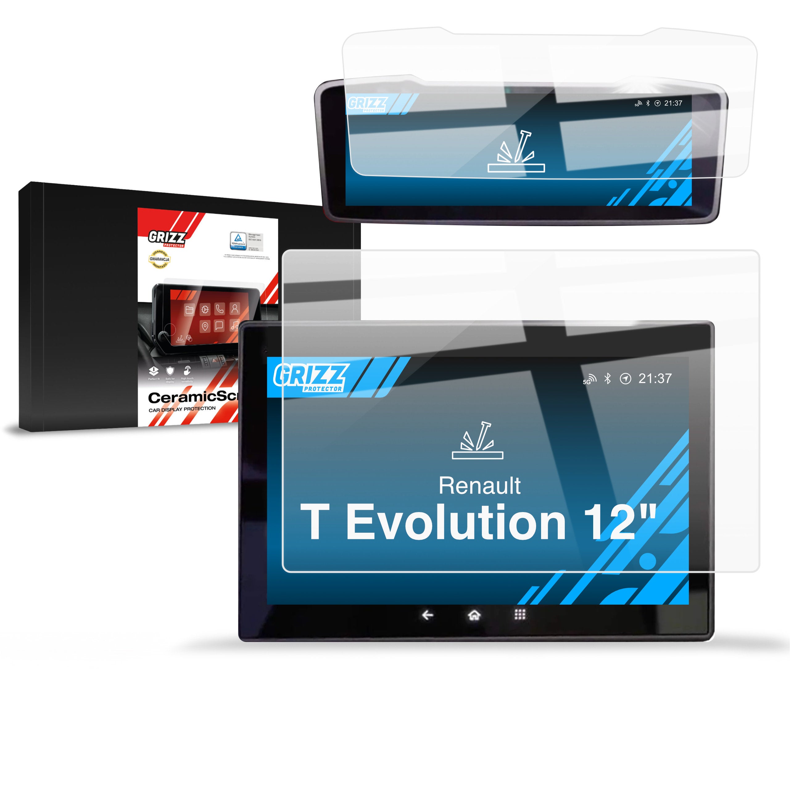 Keramische Autodisplayfolie 2in1 für Renault T Evolution, Grizz Protector