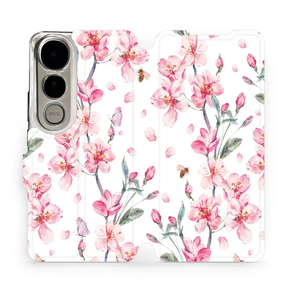 Handyhülle mit klappe für Vivo V50 Lite 4G, Mobiwear Book, Rosa Frühling
