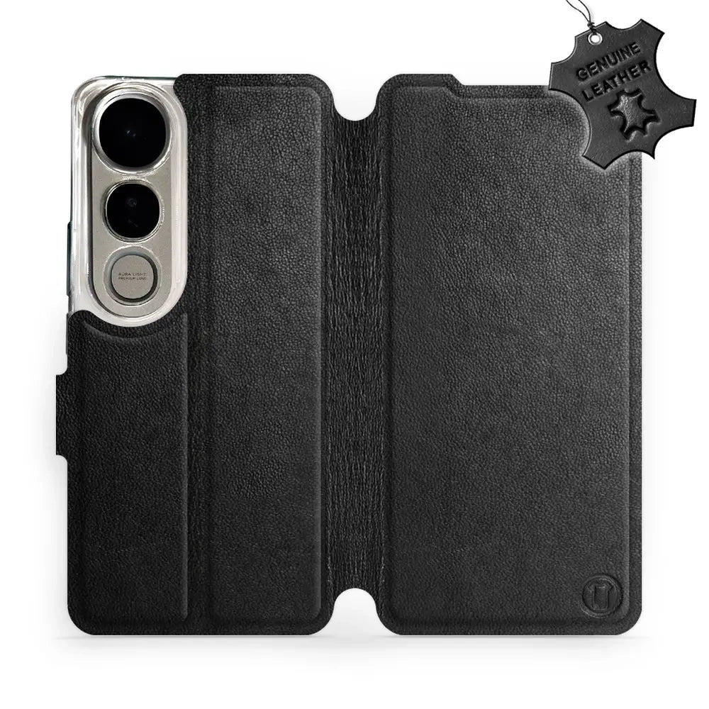 Echtleder Handyhülle für Vivo V50 Lite 4G, Mobiwear Leather, Schwarz