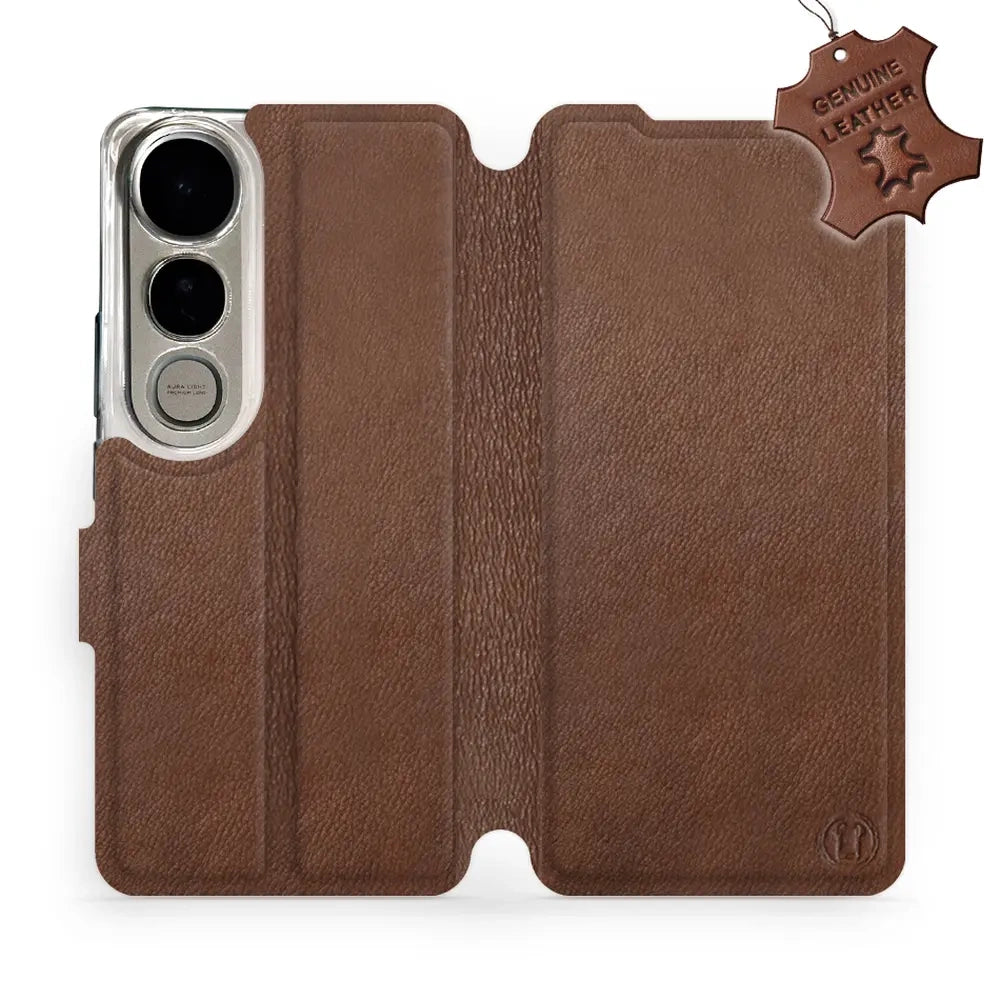Echtleder Handyhülle für Vivo V50 Lite 4G, Mobiwear Leather, Braun