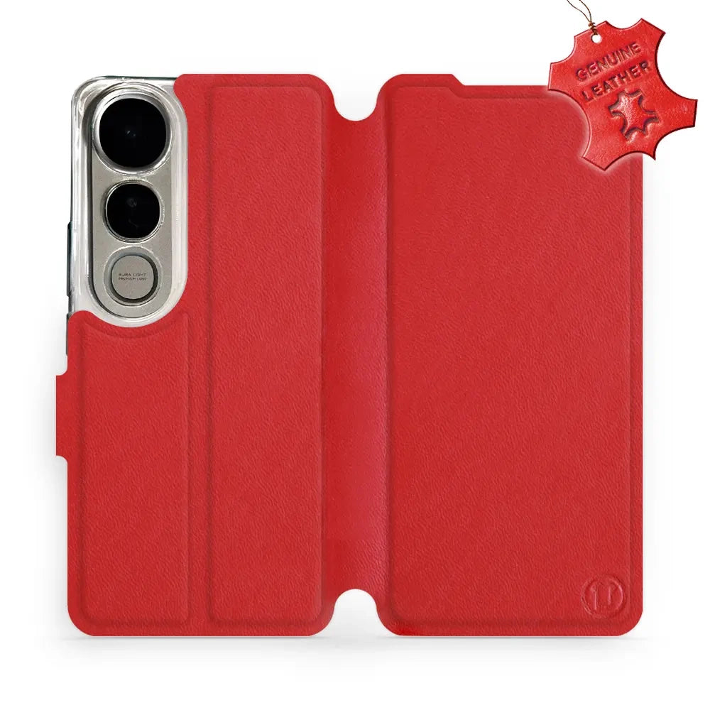 Echtleder Handyhülle für Vivo V50 Lite 4G, Mobiwear Leather, Rot