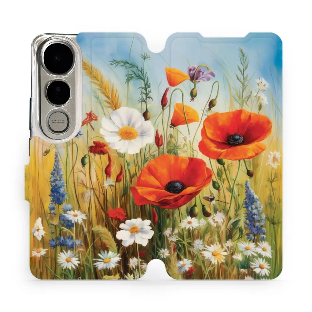 Handyhülle mit klappe für Vivo V50 Lite 4G, Mobiwear Book, Wiesenblumen