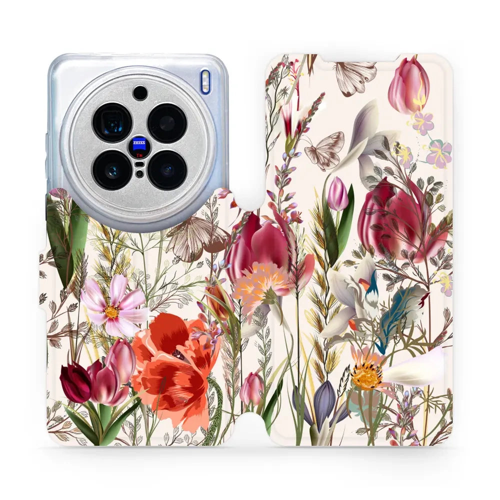 Handyhülle mit klappe für Vivo X200 Pro, Mobiwear Book, Blumenstrauß