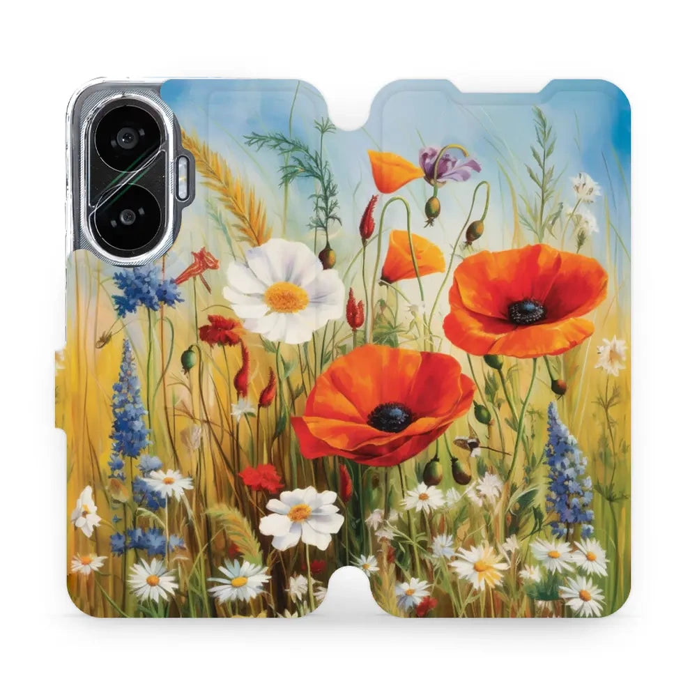 Handyhülle mit klappe für Xiaomi POCO F7, Mobiwear Book, Wiesenblumen