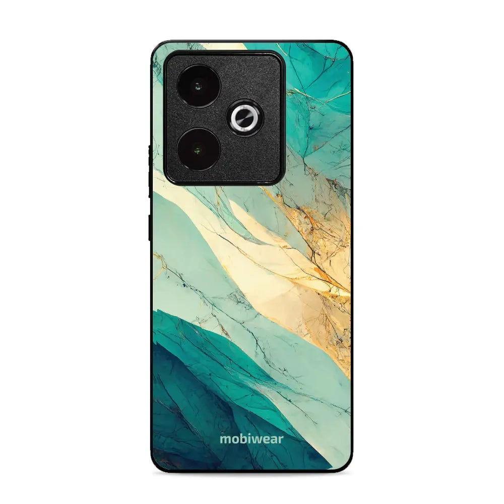 Handyhülle für Realme GT 7T, Mobiwear Glossy Case, Türkis-Marmor