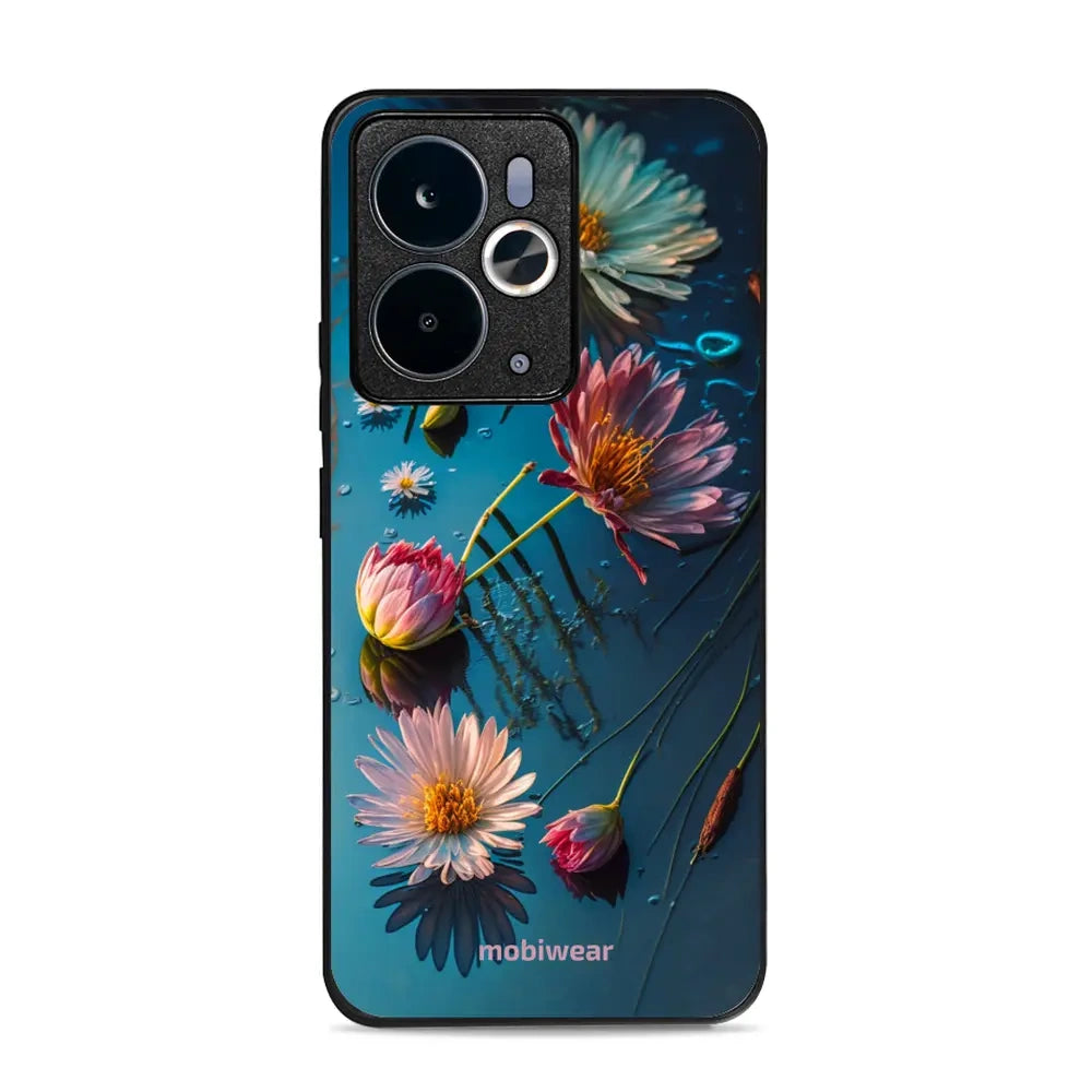 Handyhülle für Realme 14T 5G, Mobiwear Glossy Case, Blau-Blumig