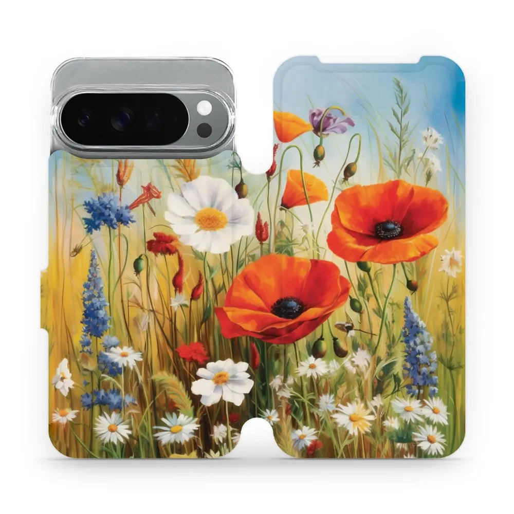 Handyhülle mit klappe für Google Pixel 10 Pro XL, Mobiwear Book, Wiesenblumen