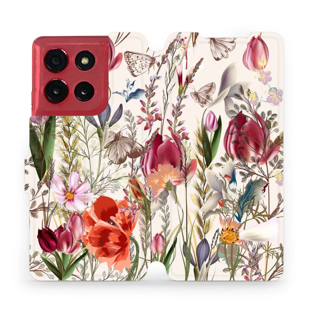 Handyhülle mit klappe für Motorola Moto G86 Power 5G, Mobiwear Book, Blumenstrauß