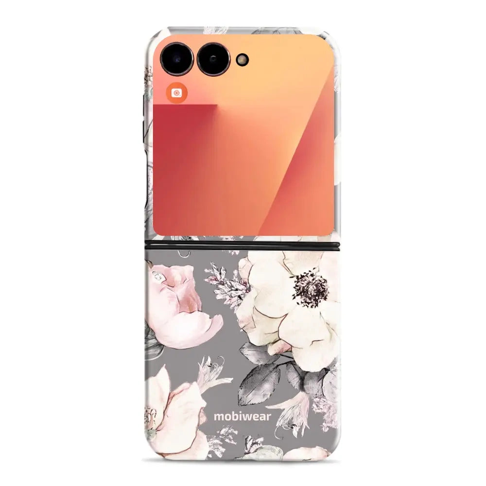 Handyhülle für Galaxy Z Flip7, Mobiwear Elite Pro, Rosa-Blumig