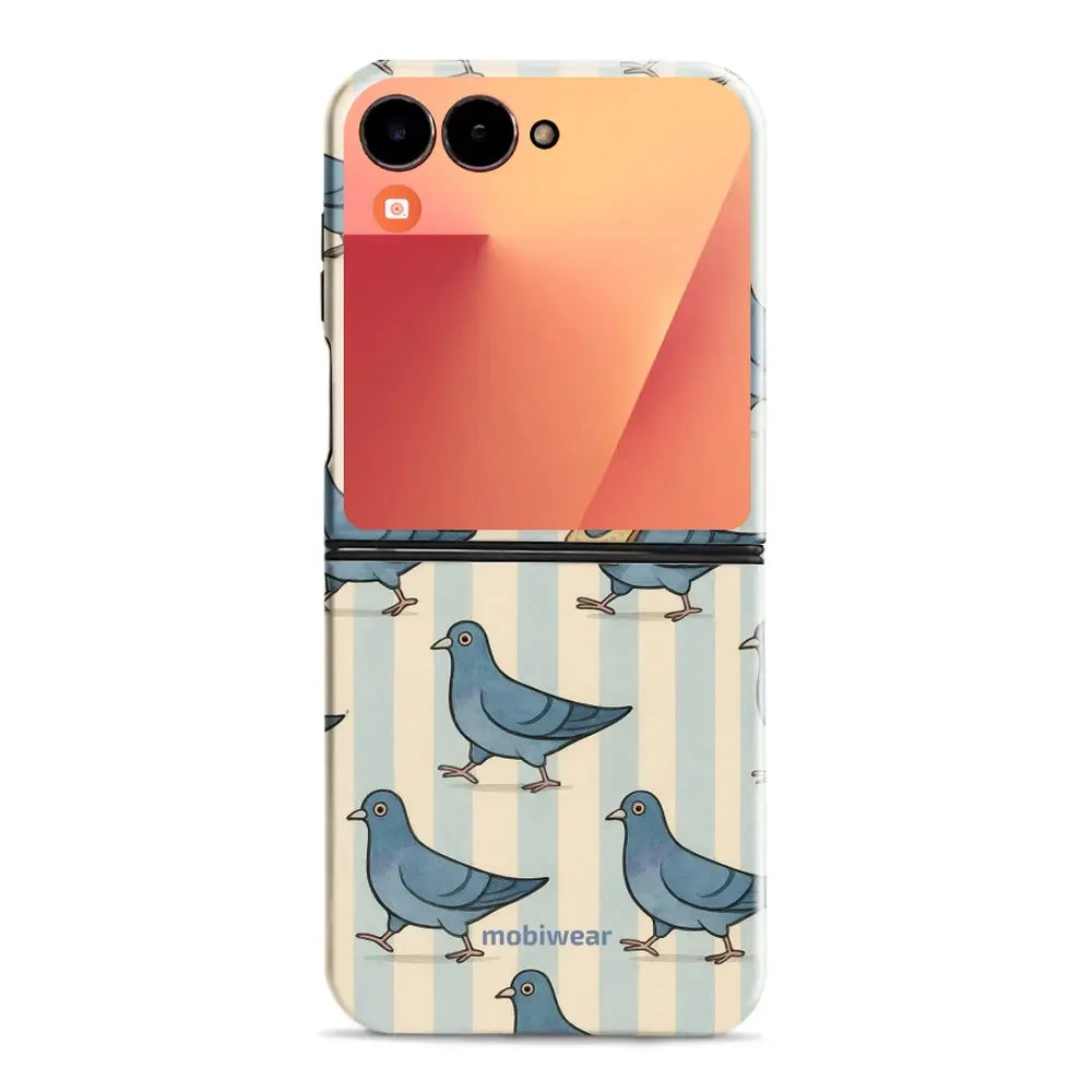 Handyhülle für Galaxy Z Flip7, Mobiwear Elite Pro, Blaue Tauben