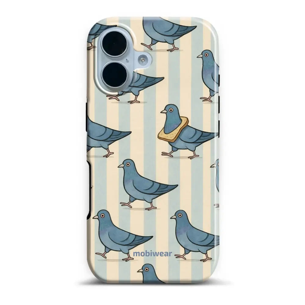 Handyhülle für iPhone 17, Mobiwear Elite Pro, Blaue Tauben