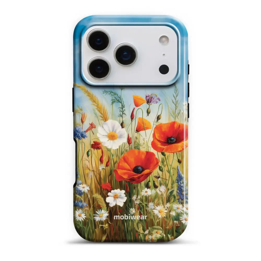 Handyhülle für iPhone 17 Pro, Mobiwear Elite Pro, Wiesenblumen
