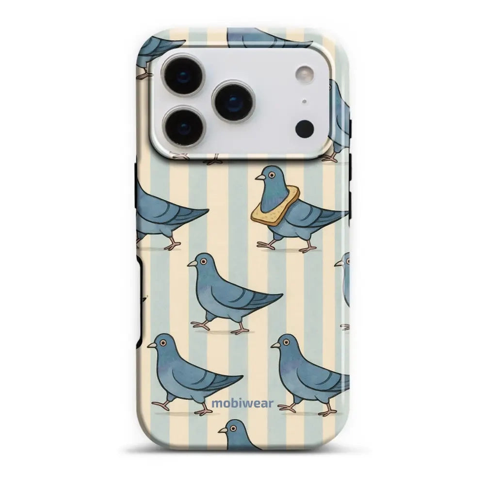 Handyhülle für iPhone 17 Pro, Mobiwear Elite Pro, Blaue Tauben