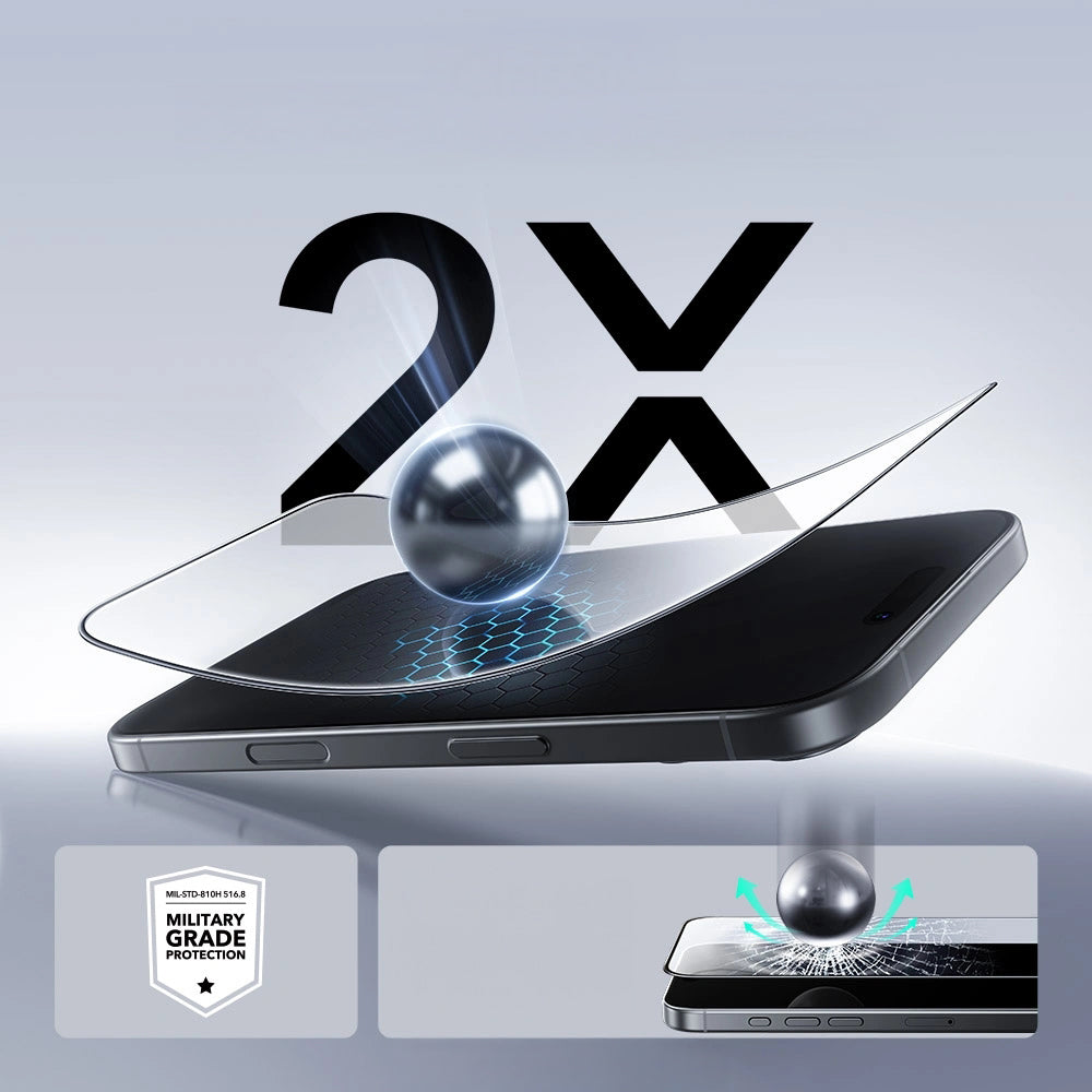 Gehärtetes Glas mit Positionierungsrahmen für iPhone 17 / iPhone 16 Pro, ESR UltraFit Tempered Glass, 2 Stück