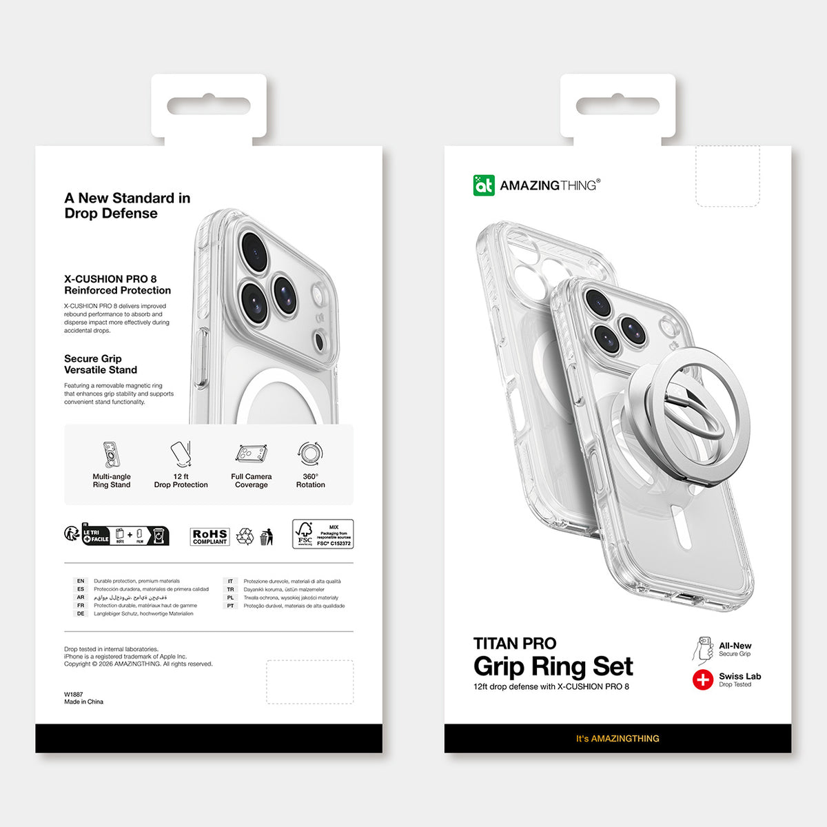 Hülle für iPhone 18 Pro AmazingThing Titan Pro Lens Ring Set, Transparent (7/8)