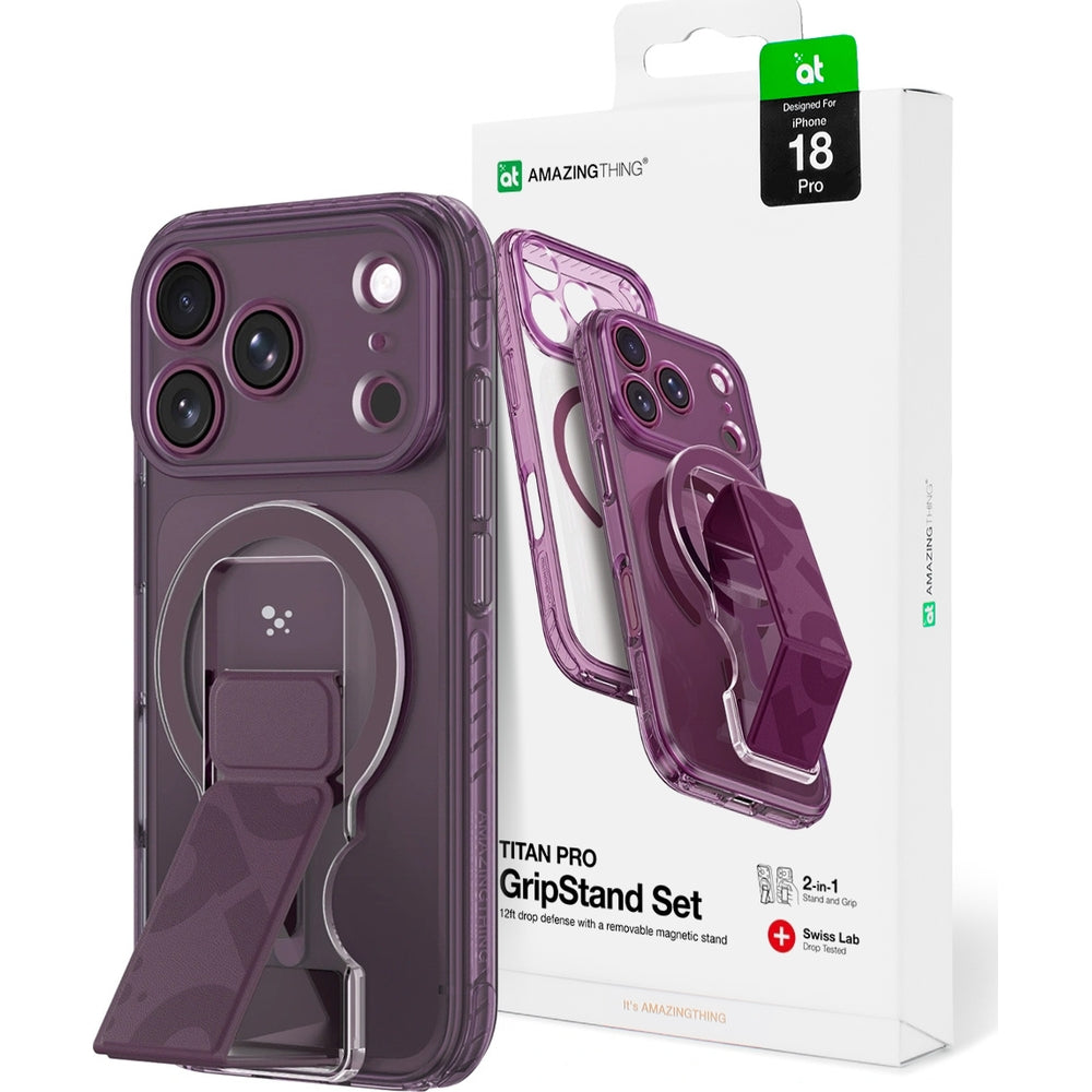 Hülle für iPhone 18 Pro AmazingThing Titan Pro Lens Stand Set, Violett (1/8)