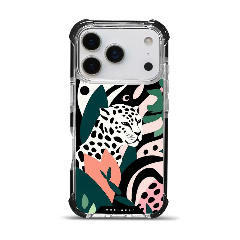 Handyhülle für iPhone 17 Pro mit MagSafe, Mobiwear Elite Bumper, Tropischer Gepard