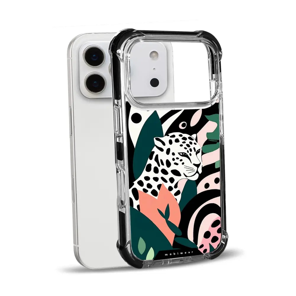 Handyhülle für iPhone 17 Pro mit MagSafe, Mobiwear Elite Bumper, Tropischer Gepard