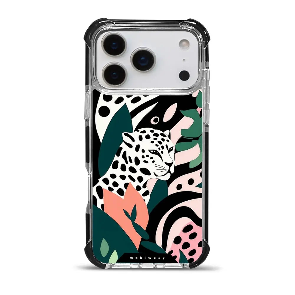 Handyhülle für iPhone 17 Pro Max mit MagSafe, Mobiwear Elite Bumper, Tropischer Gepard