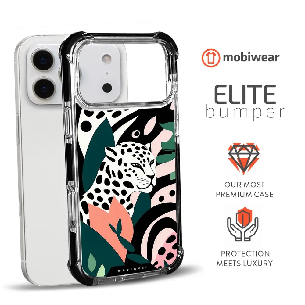 Handyhülle für iPhone 17 Pro Max mit MagSafe, Mobiwear Elite Bumper, Tropischer Gepard