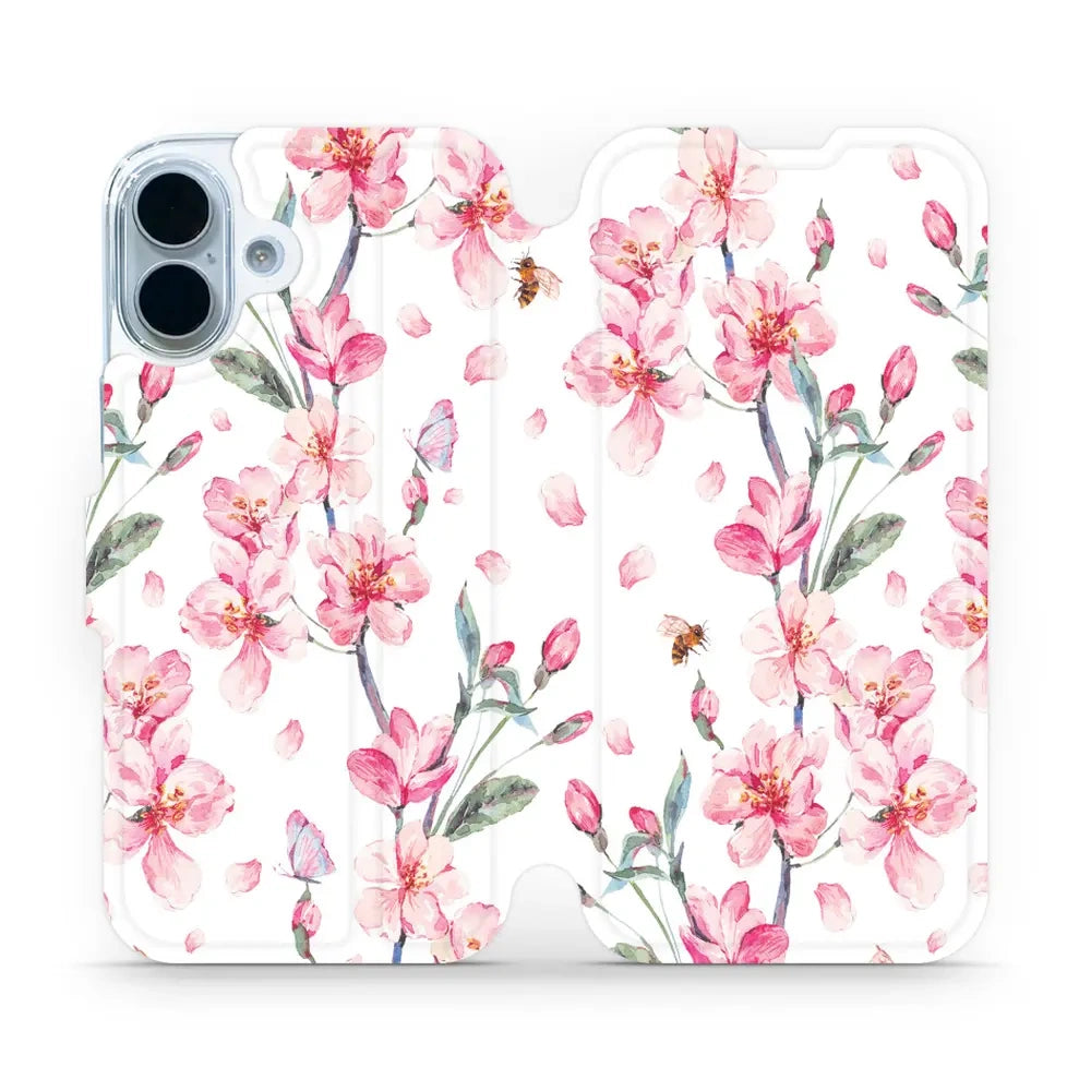 Handyhülle mit klappe für iPhone 17, Mobiwear Book, Rosa Frühling