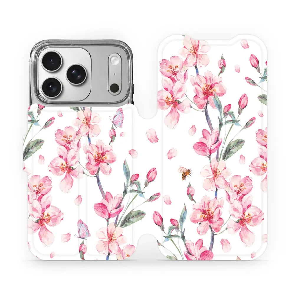 Handyhülle mit klappe für iPhone 17 Pro, Mobiwear Book, Rosa Frühling