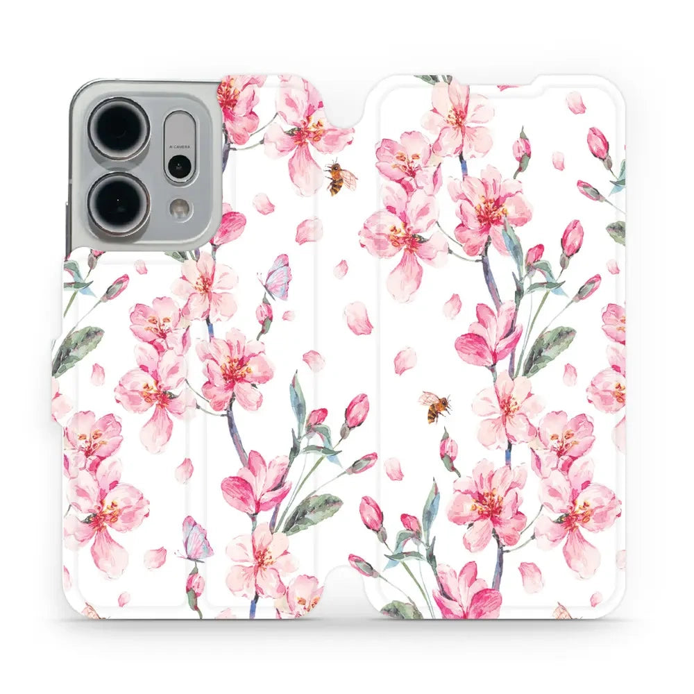 Handyhülle mit klappe für Oppo Reno 14, Mobiwear Book, Rosa Frühling