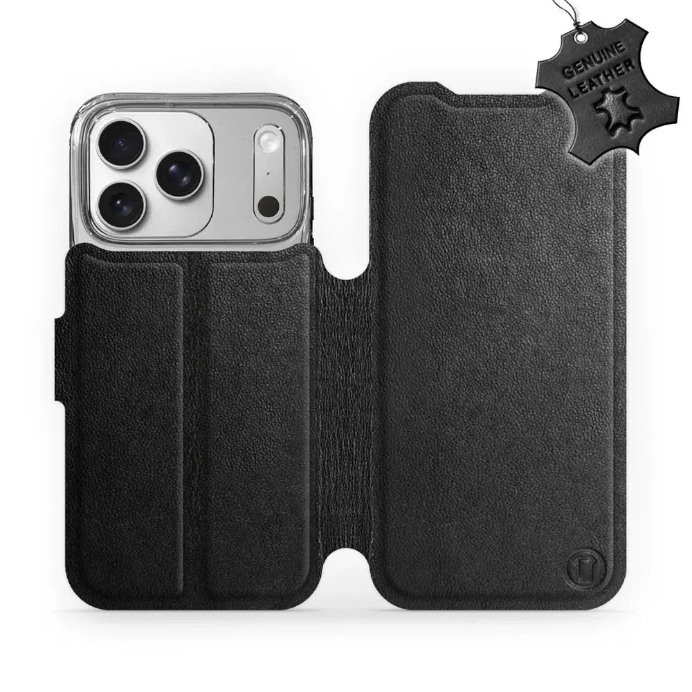 Echtleder Handyhülle für iPhone 17 Pro, Mobiwear Leather, Schwarz