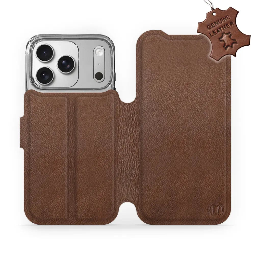 Echtleder Handyhülle für iPhone 17 Pro, Mobiwear Leather, Braun