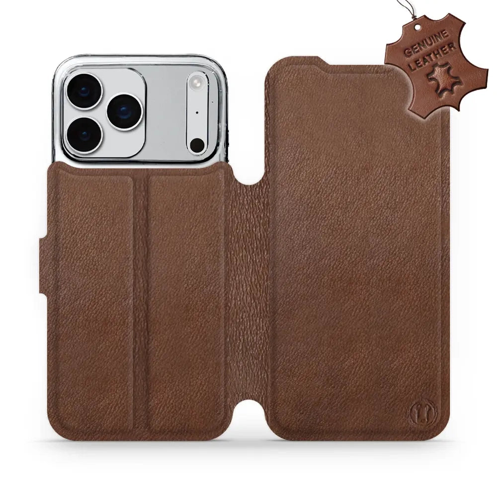 Echtleder Handyhülle für iPhone 17 Pro Max, Mobiwear Leather, Braun