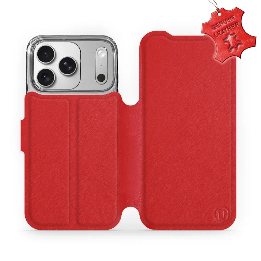 Echtleder Handyhülle für iPhone 17 Pro, Mobiwear Leather, Rot