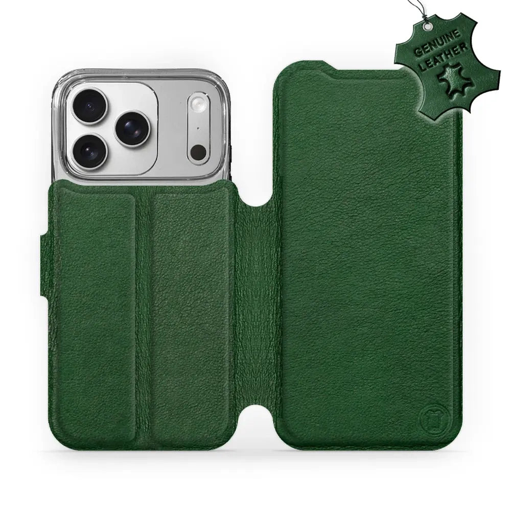 Echtleder Handyhülle für iPhone 17 Pro, Mobiwear Leather, Grün
