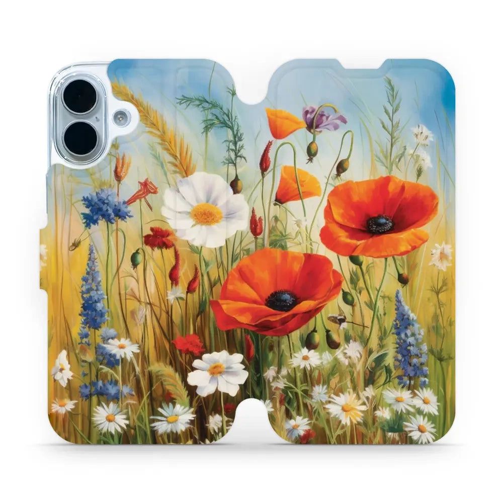 Handyhülle mit klappe für iPhone 17, Mobiwear Book, Wiesenblumen