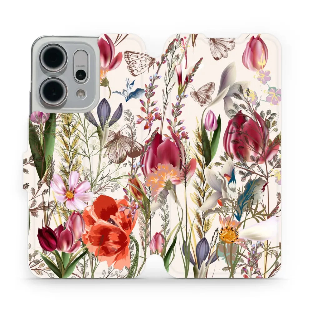 Handyhülle mit klappe für Oppo Reno 14, Mobiwear Book, Blumenstrauß