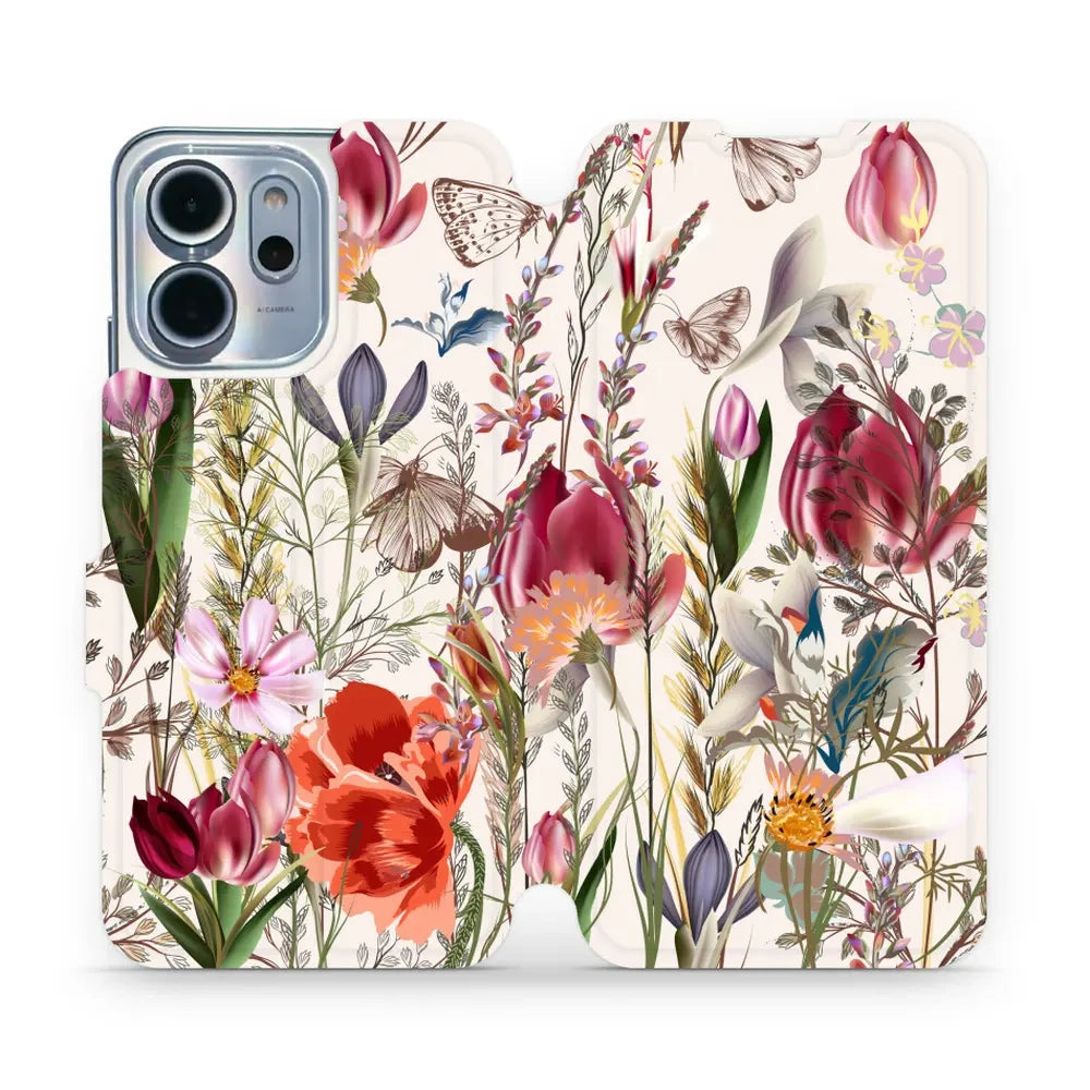 Handyhülle mit klappe für Oppo Reno 14 FS, Mobiwear Book, Blumenstrauß