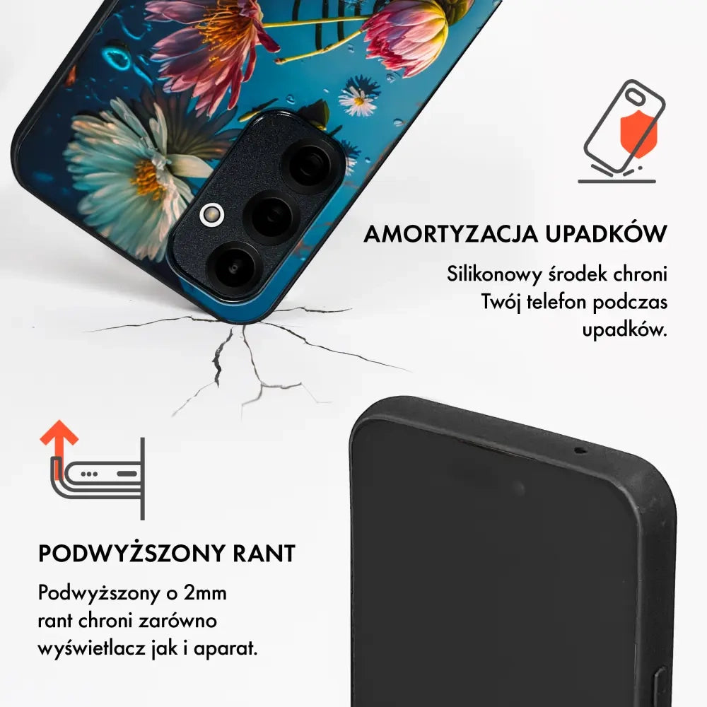 Handyhülle für Realme 14 5G, Mobiwear Glossy Case, Blau-Blumig