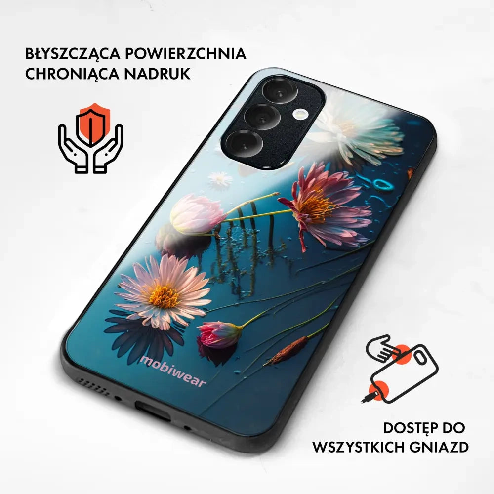 Handyhülle für Realme 14 5G, Mobiwear Glossy Case, Blau-Blumig