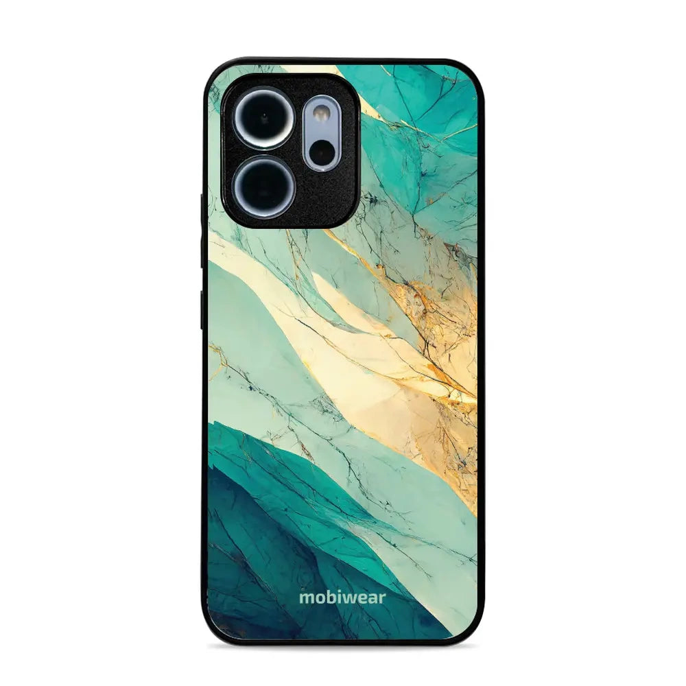 Handyhülle für Oppo Reno 14 FS, Mobiwear Glossy Case, Türkis-Marmor