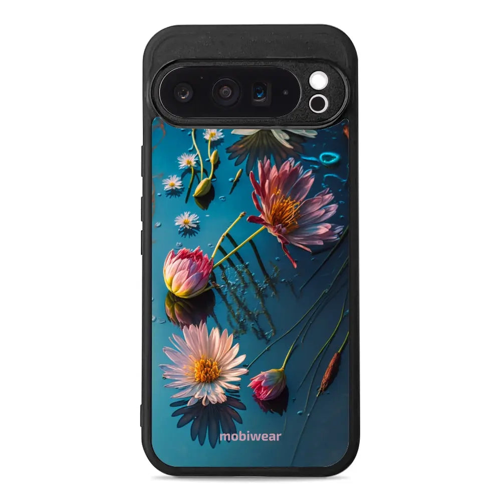 Handyhülle für Google Pixel 9 Pro XL, Mobiwear Glossy Case, Blau-Blumig