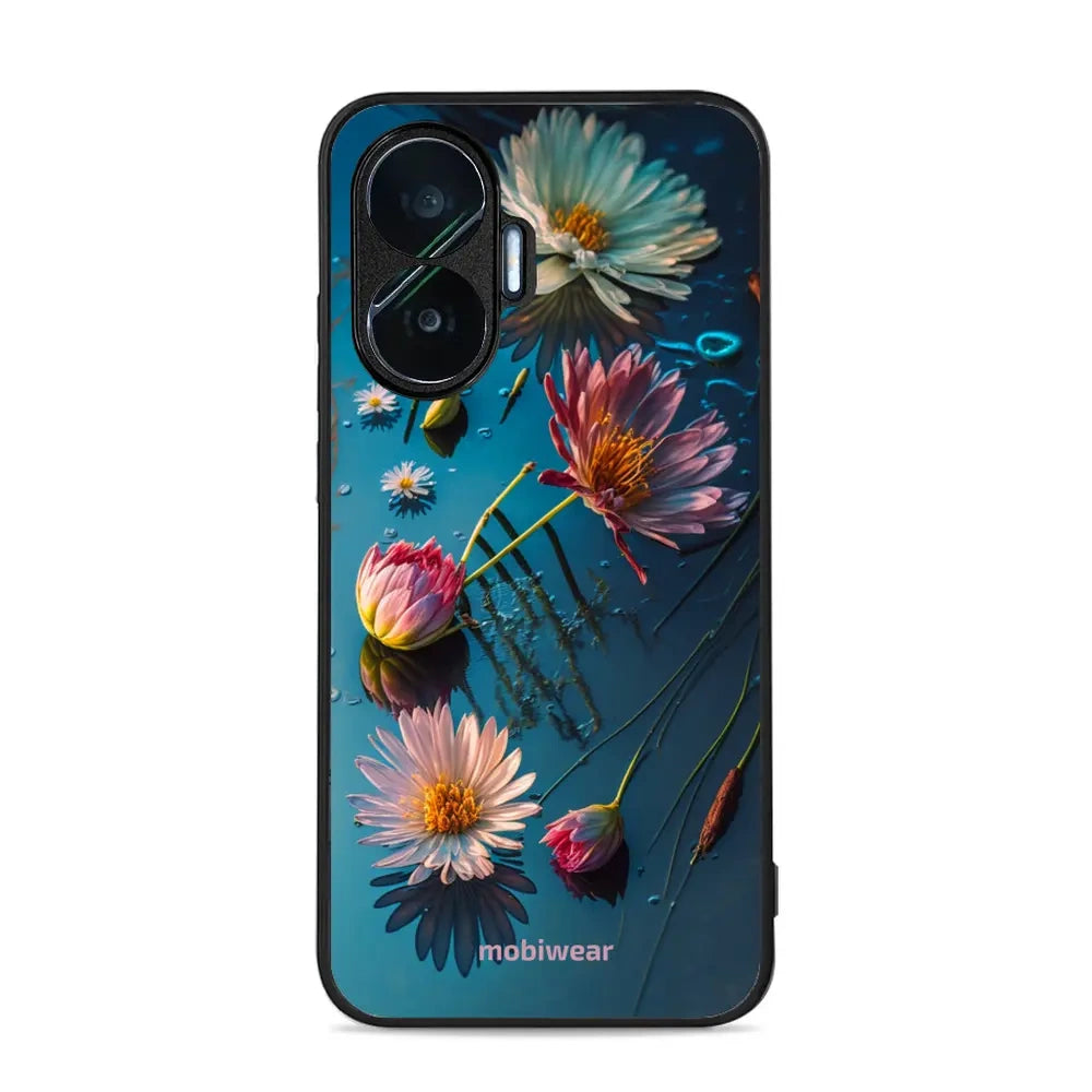 Handyhülle für Xiaomi POCO F7, Mobiwear Glossy Case, Blau-Blumig