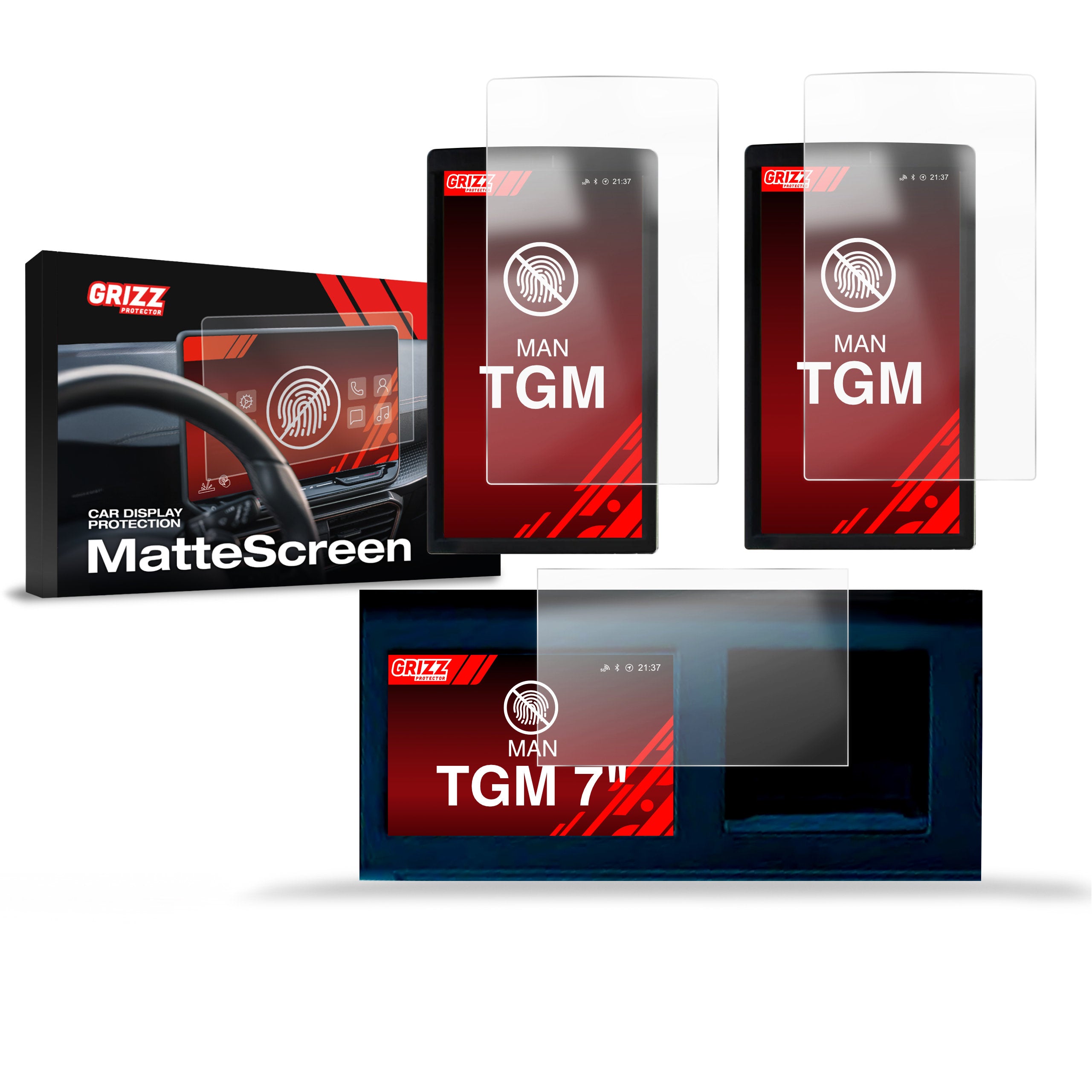 Matte Autodisplayfolie 3in1 für MAN TGM 7", Grizz Protector