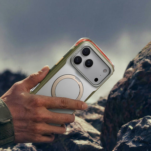 Handyhülle für iPhone 18 Pro / 17 Pro, Torras Ostand Q3 Air Pro mit MagSafe, Grau-Grün (3/7)